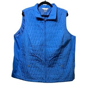 Allison Daley Quilted Vest Sleeveless Puffer Lightweight Blue Plus‎ Size 20W